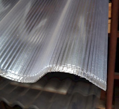 Golfplaat Transparant 1830x1100 werkend 1060 Golf 177/51  Polycarbonaat. 3-wandig